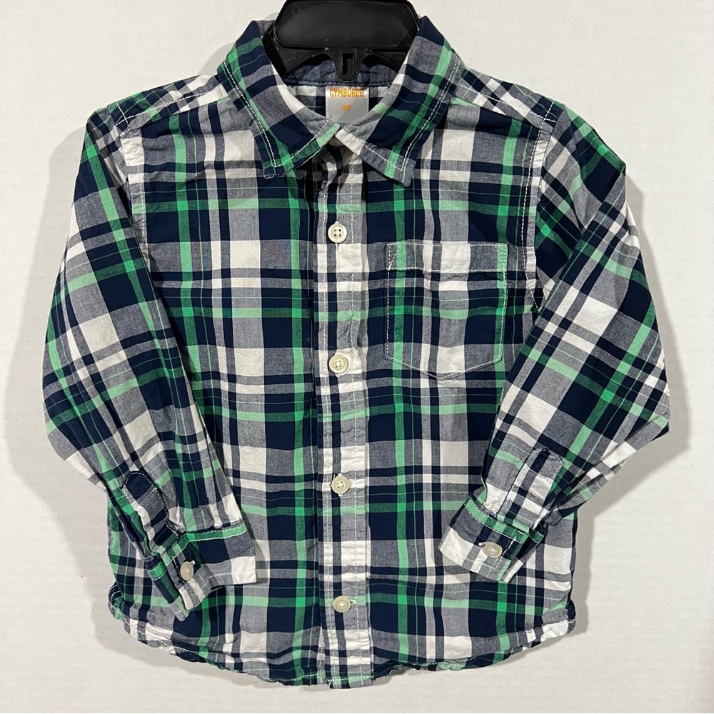 Boys 2T Gymboree Green Plaid Button Down Shirt